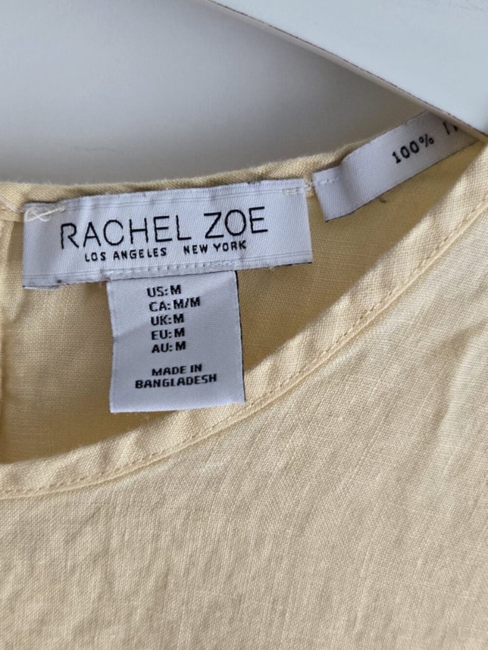 100% Linen Butter Yellow Tie Front Short Sleeve Top Size M PTP20 - Picture 8 of 9